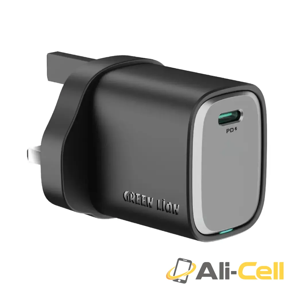 Green Lion Supra 20W UK Wall Charger - Black/Grey