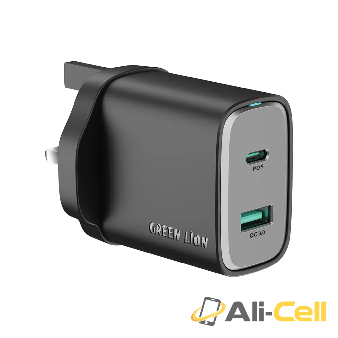 Green Lion Supra 45W UK Wall Charger - Black