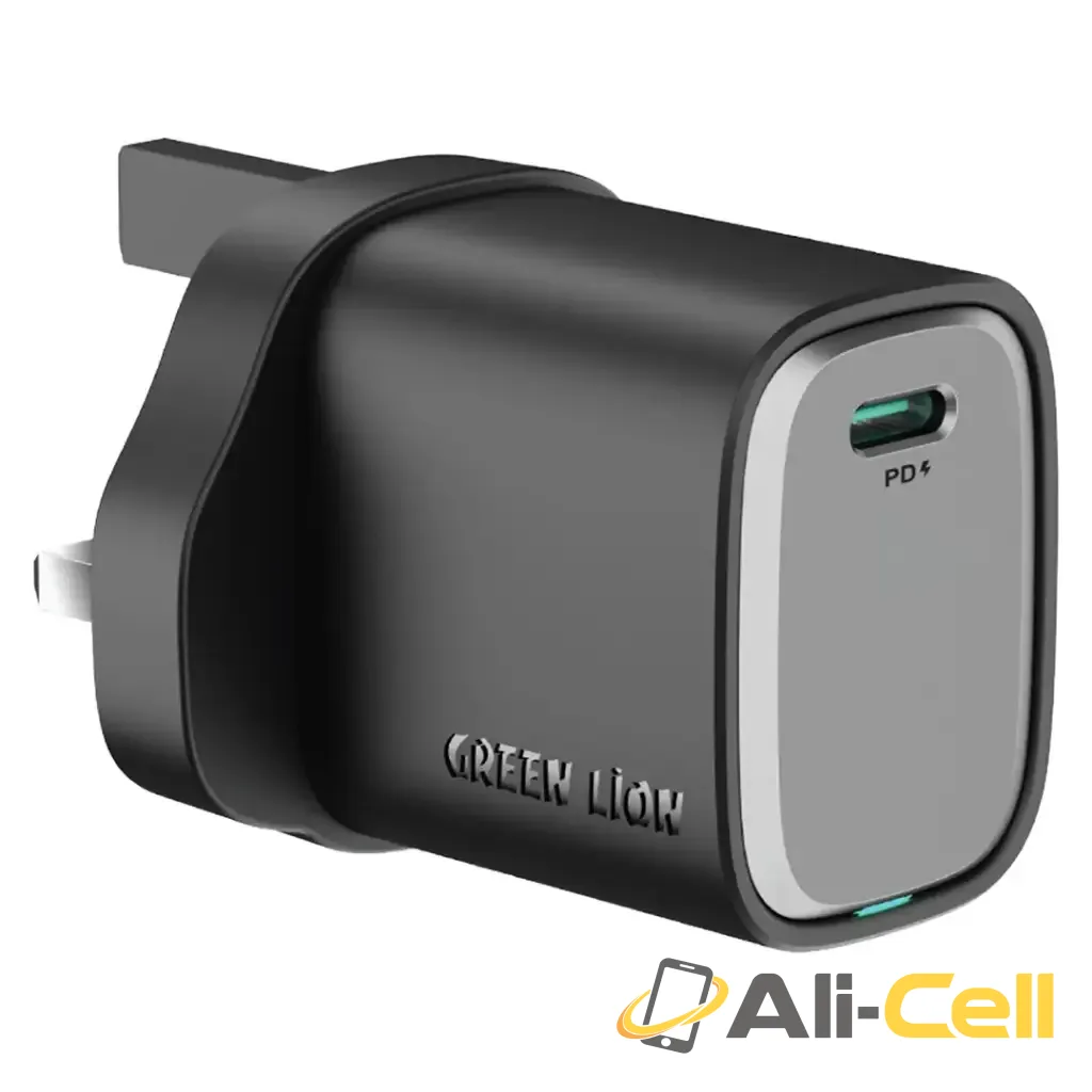 Green Lion Supra 33W UK Wall Charger - Black/Grey
