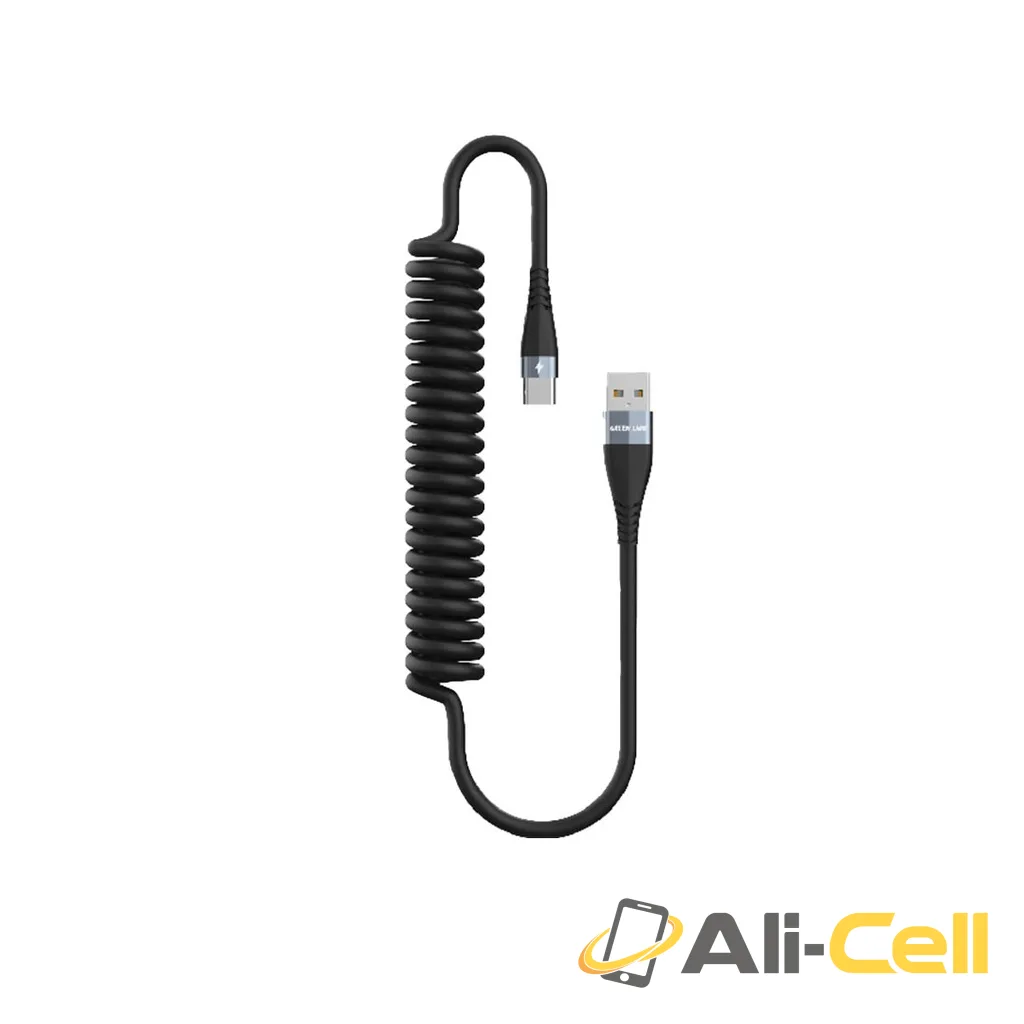 Green Lion TPU Spring Cable USB-A to Type-C Cable 1.8 Meter - Black