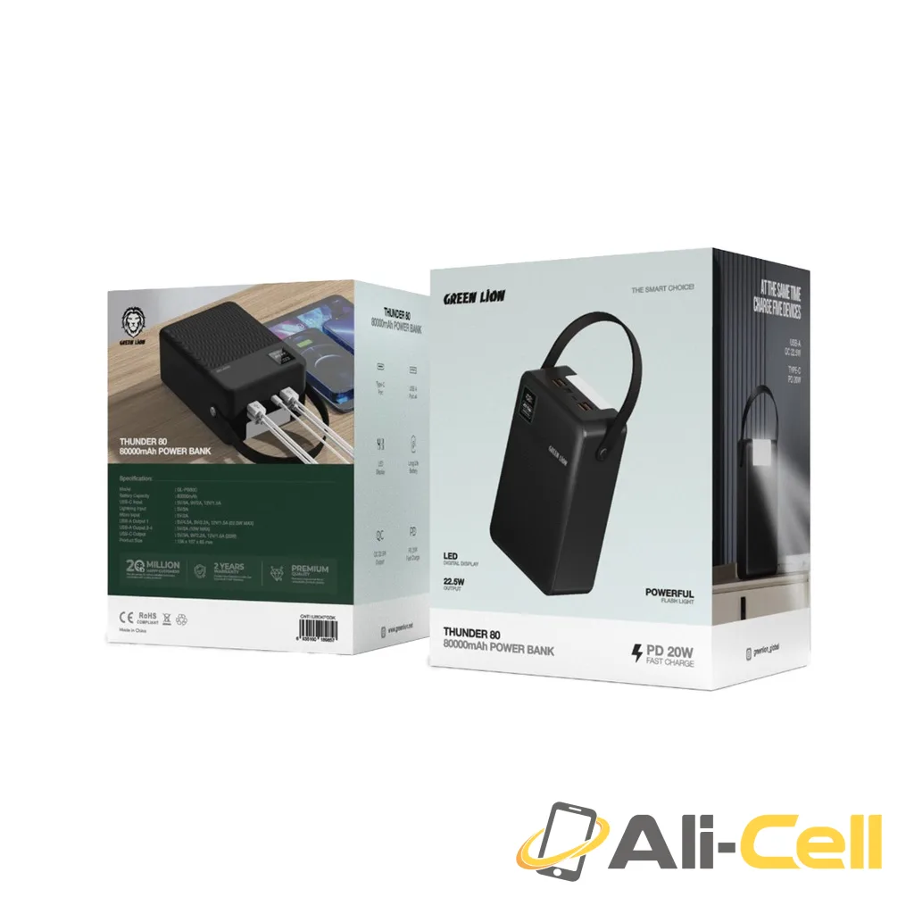 Green Lion Thunder 80 (80000mAh) Power Bank - Black — 2