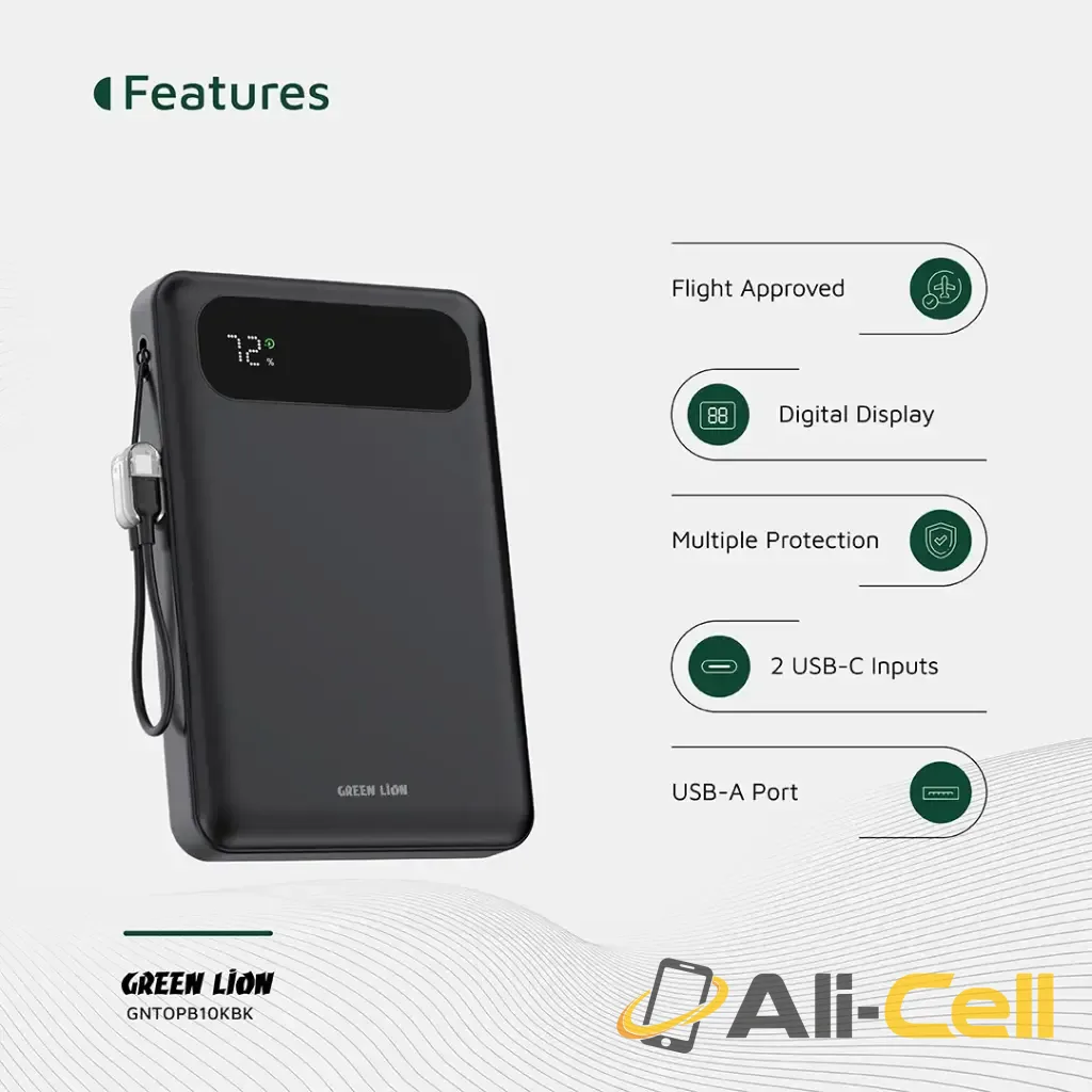 Green Lion Toledo 10000mAh Power Bank PD 20W  - Black — 3