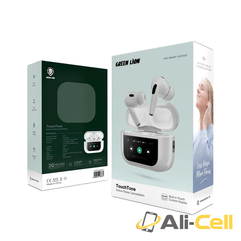 Green Lion Touch Tone ANC Earbuds - White — 2