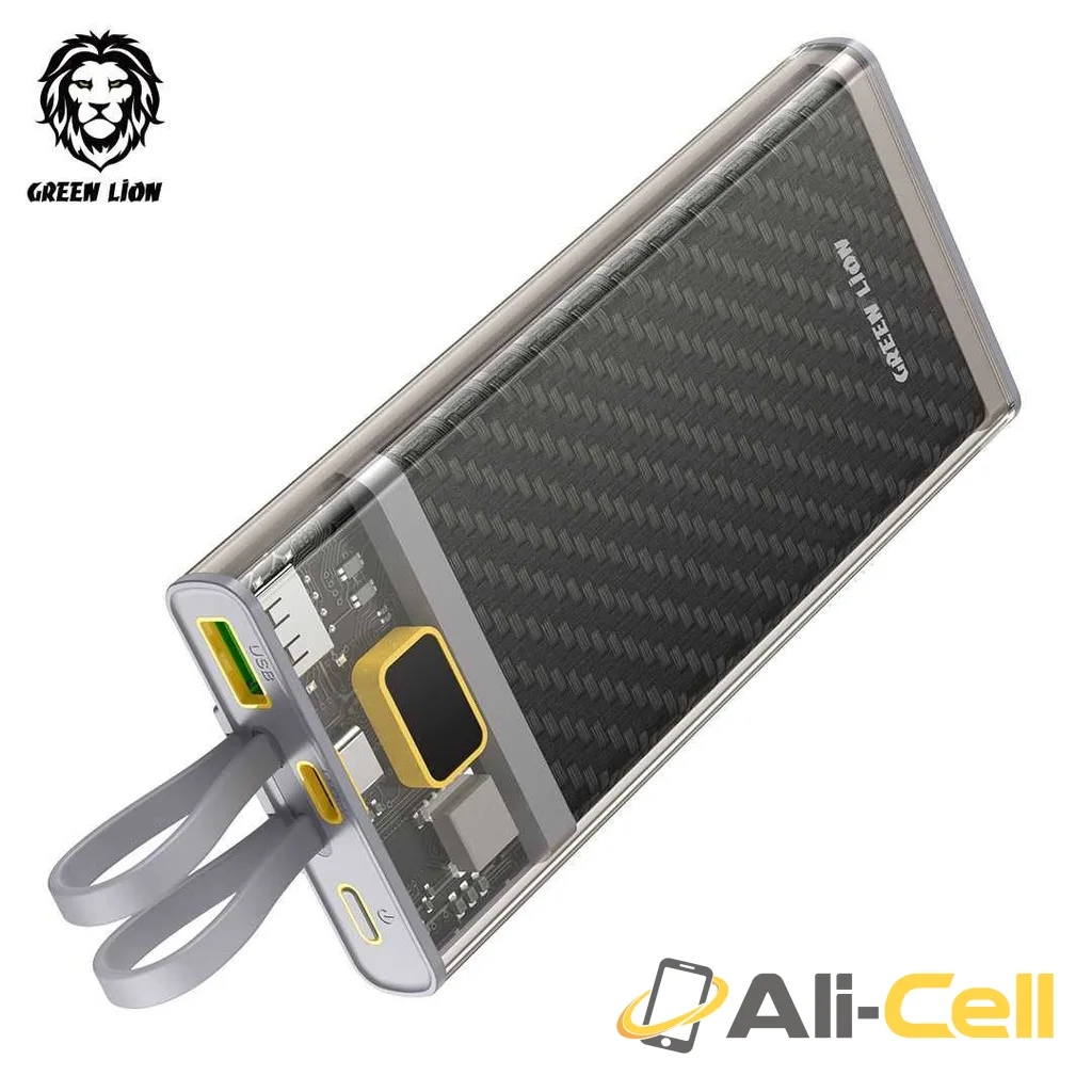 Green Lion Transparent 2 Power Bank with Integrated Cables 10000mAh PD 20W - Gray — 3