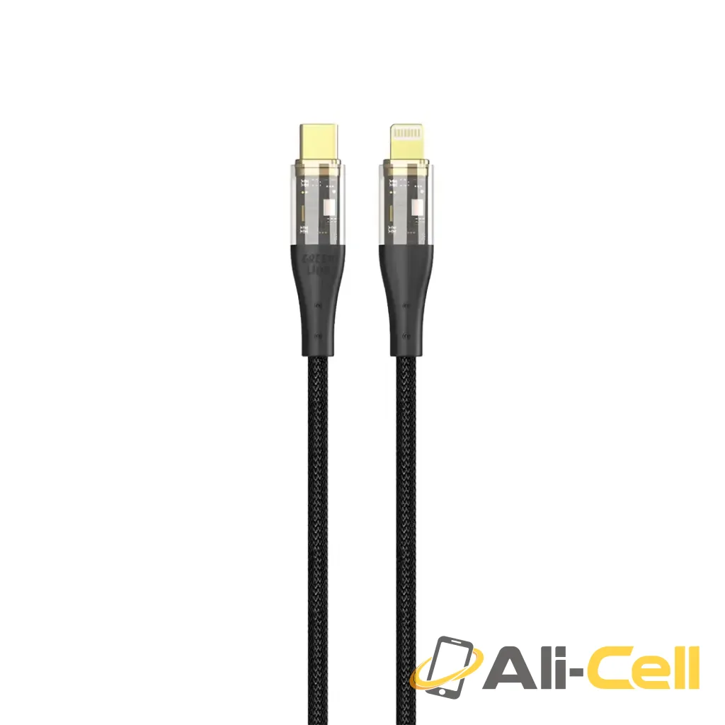 Green Lion Transparent Cable USB-C To Lightning Braided - Black