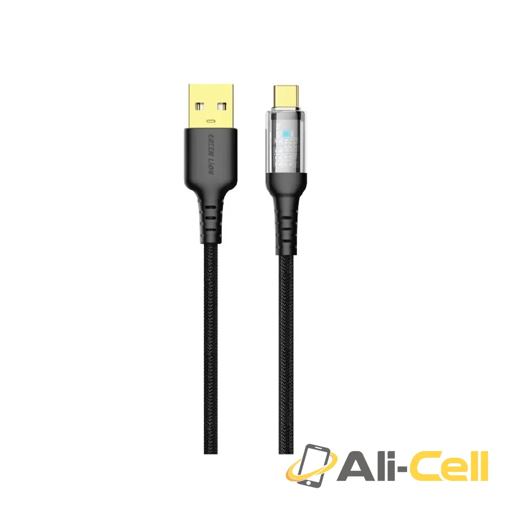 Green Lion Transparent LED Cable USB To Type-C - Black