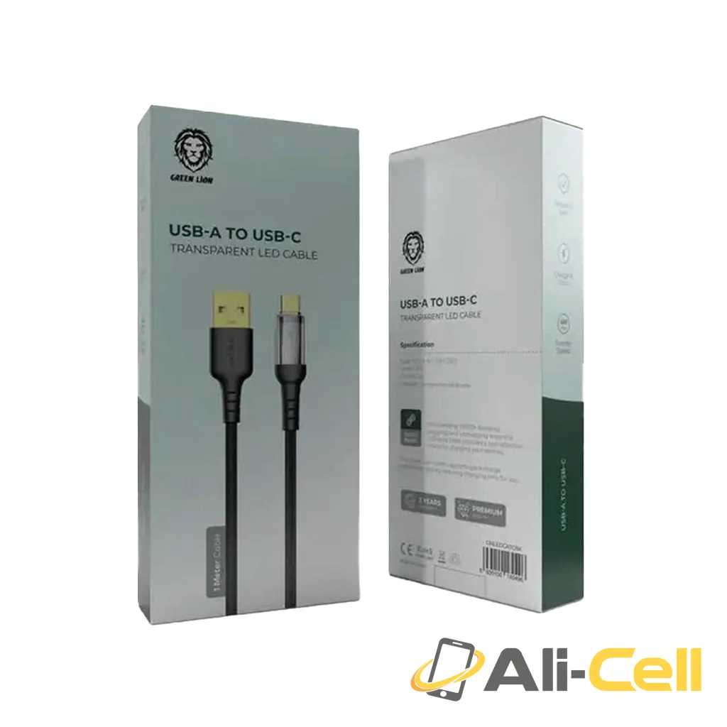 Green Lion Transparent LED Cable USB To Type-C - Black — 2