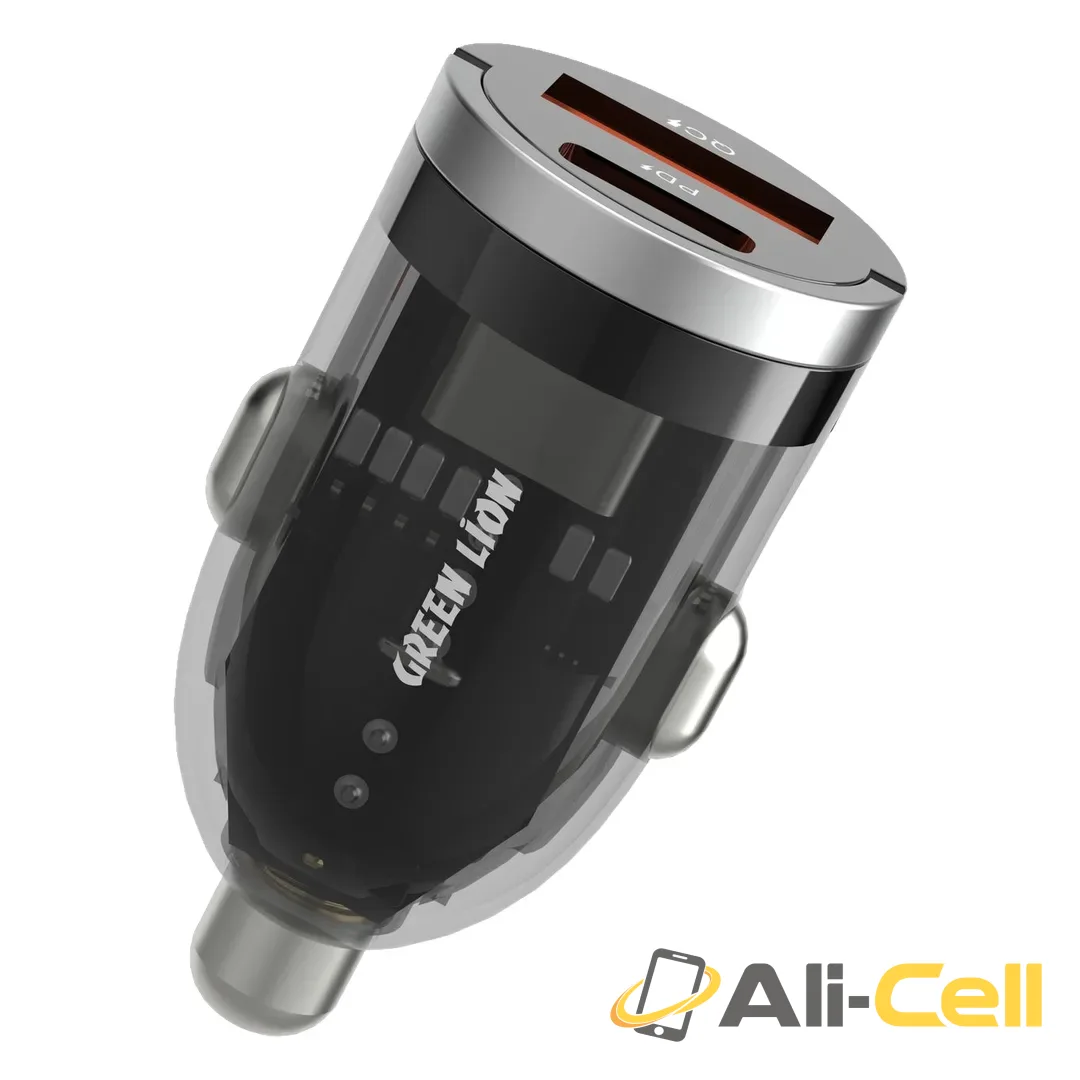 Green Lion Transparent Dual Port Car Charger - Black