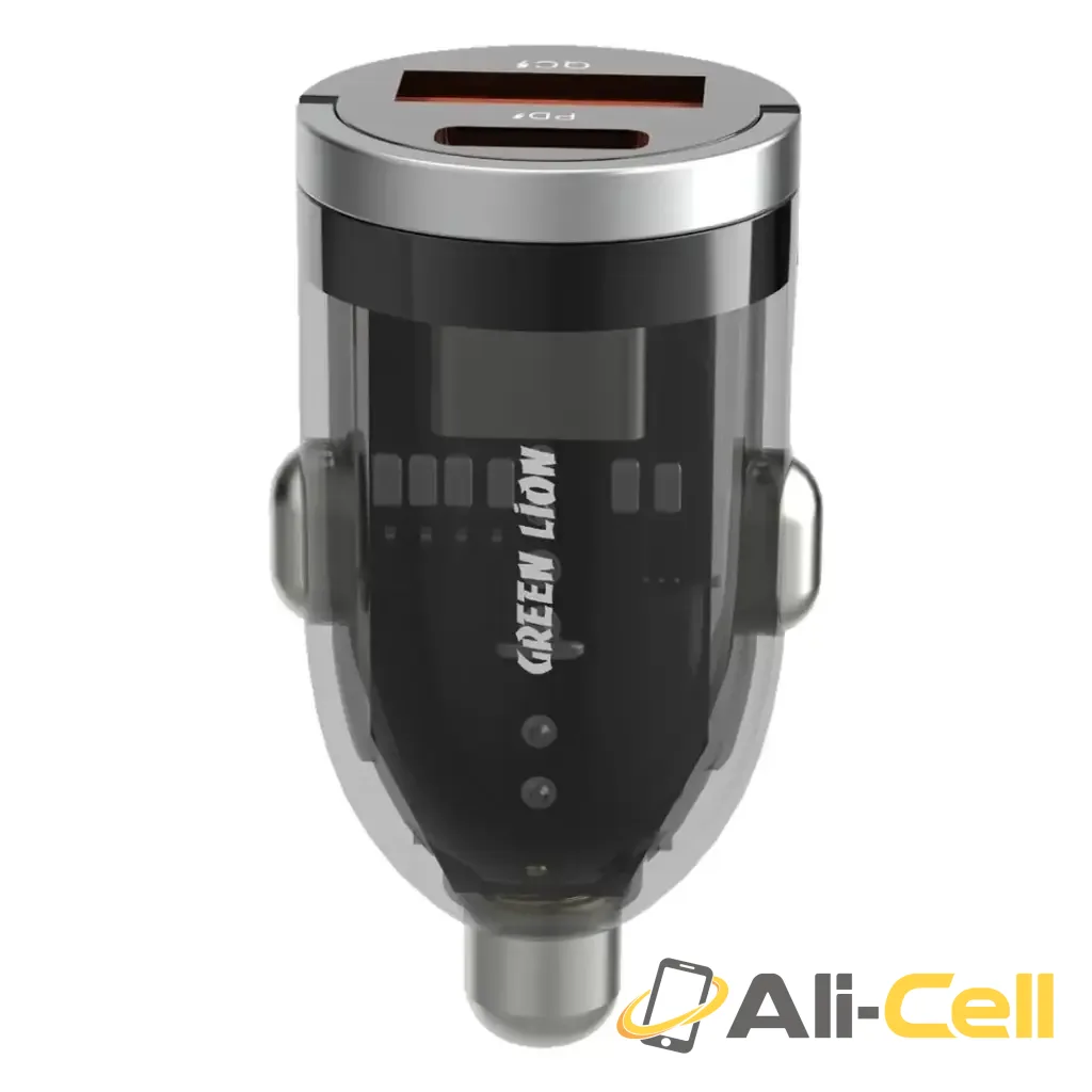 Green Lion Transparent Dual Port Car Charger - Black — 2