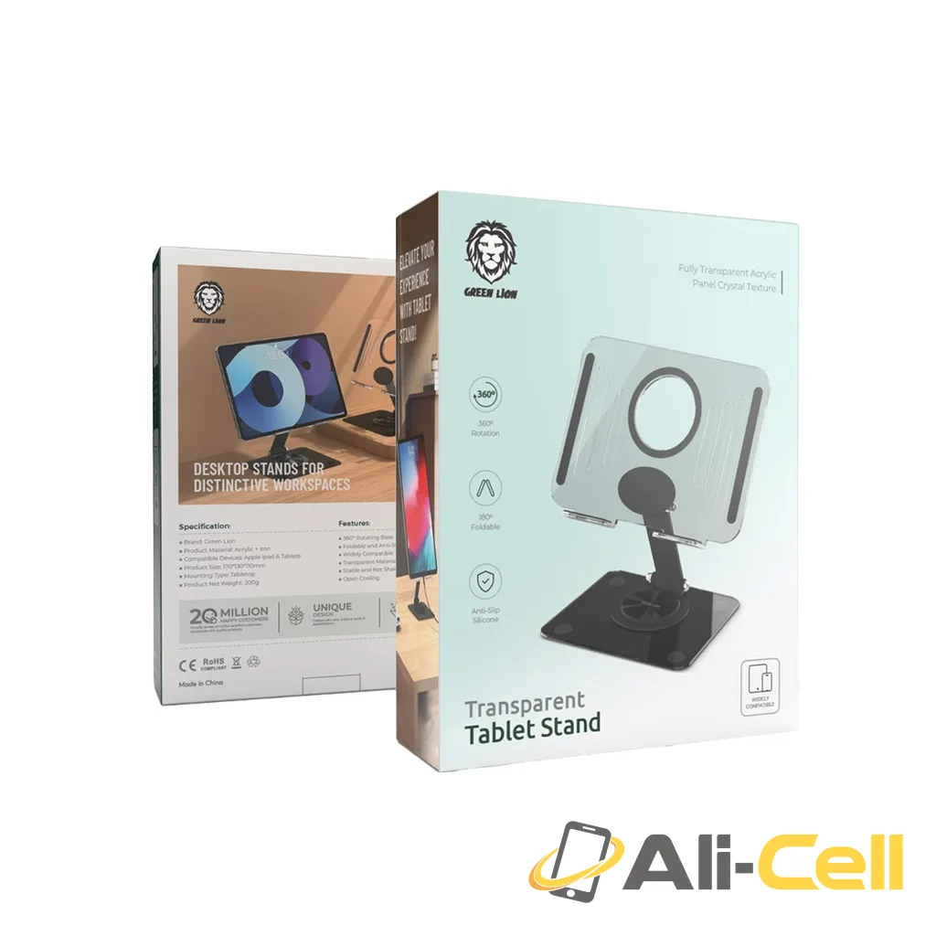 Green Lion Transparent Tablet Stand - Black — 2