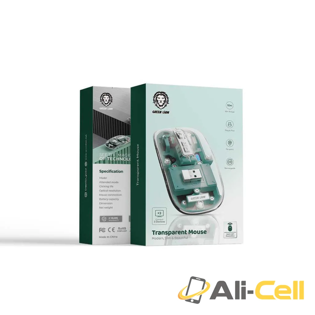 Green Lion Transparent Mouse 2400DPI 400mAh — 2