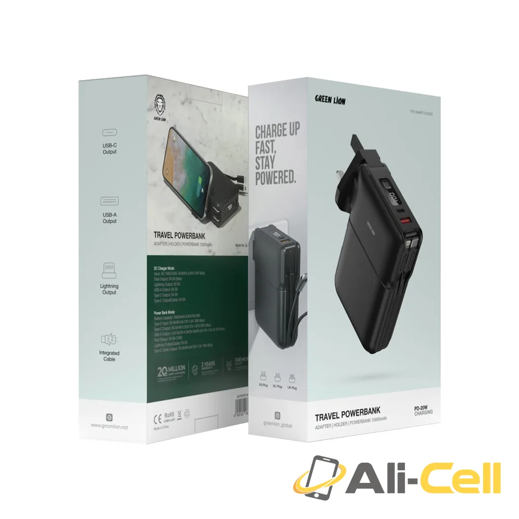 Green Lion Travel Power Bank 10000mAh / Adapter / Holder - Black — 2