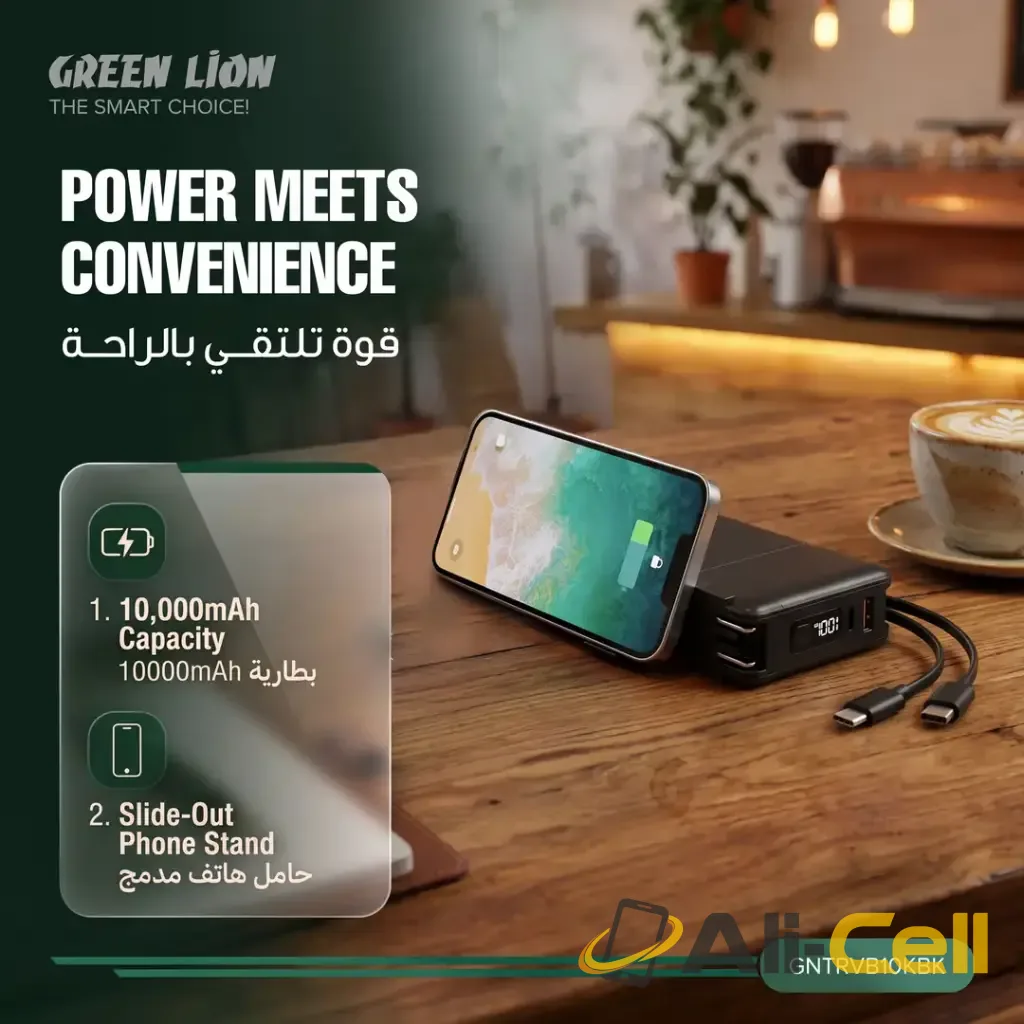 Green Lion Travel Power Bank 10000mAh / Adapter / Holder - Black — 3