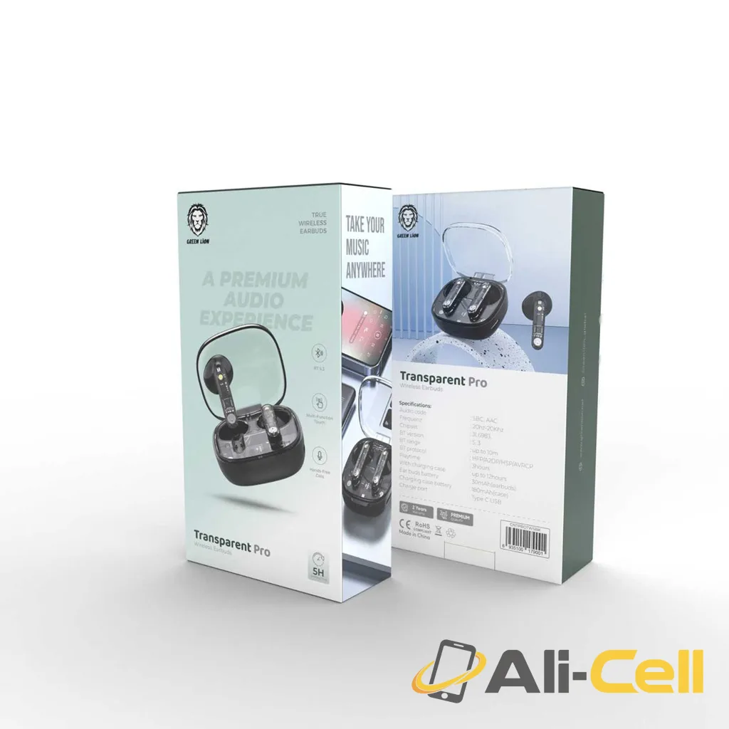 Green Lion Transparent Pro True Wireless Earbuds - Black — 2