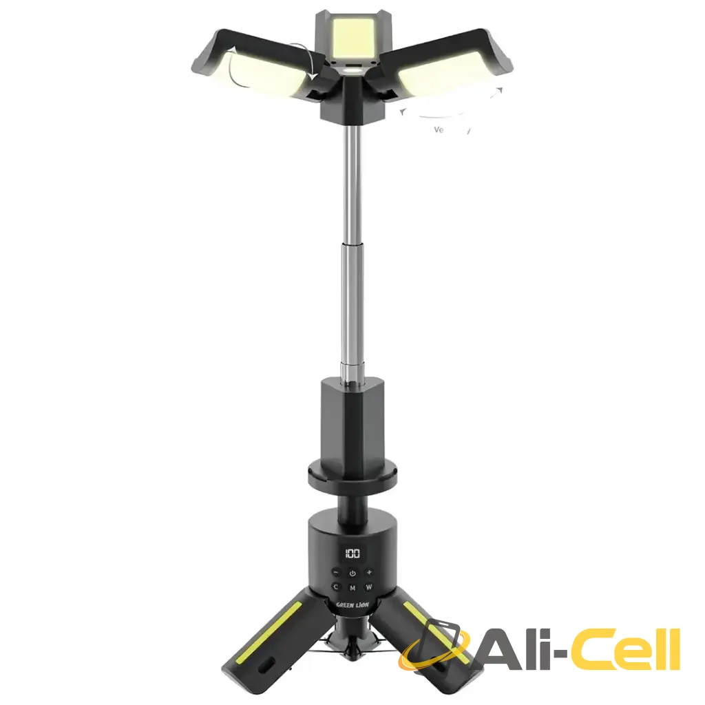 Green Lion Trio Beam Tripod Camping Light - Black