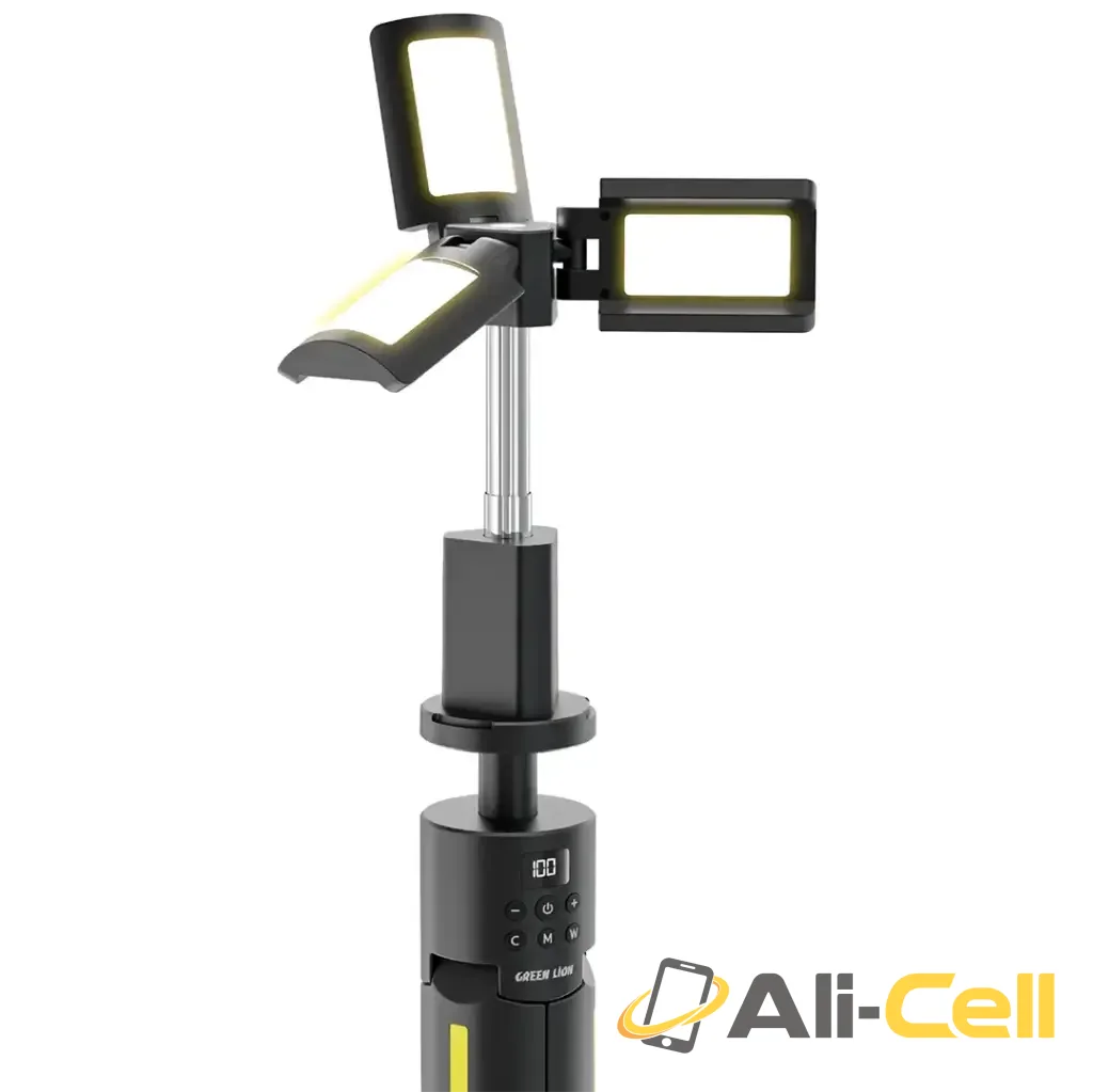 Green Lion Trio Beam Tripod Camping Light - Black — 2
