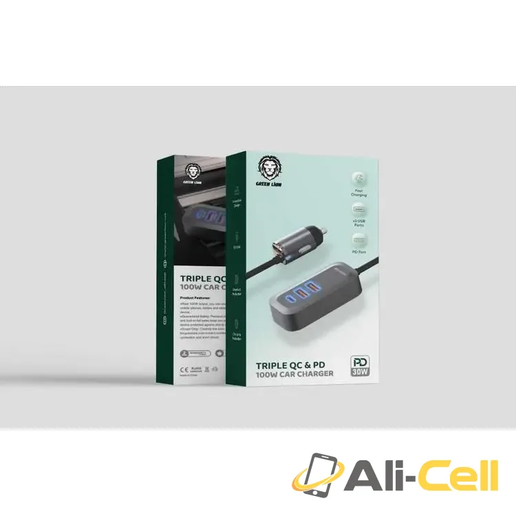 Green Lion Triple QC & PD 100W Car Charger — 2
