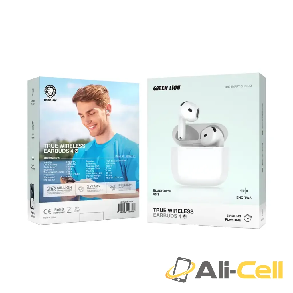 Green Lion True Wireless Earbuds 4 G1 - White — 2